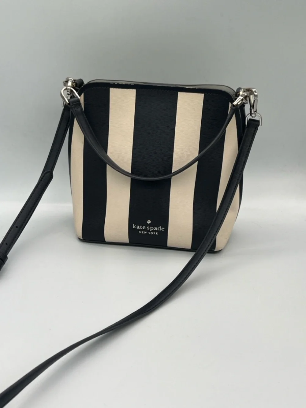 Kate Spade NY navy blue & Cream Stripe Crossbody Bag